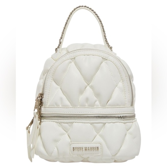 Steve Madden Quilted Mini Backpack - White - Picture 1 of 15